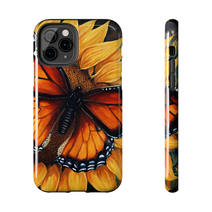 Monarch Butterfly & Sunflower Art – iPhone Case