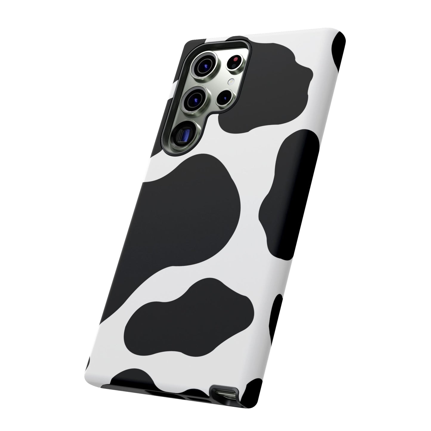 Chic Cow Print Tough Samsung Galaxy Case – Trendy Monochrome Animal Pattern with Dual-Layer Protection