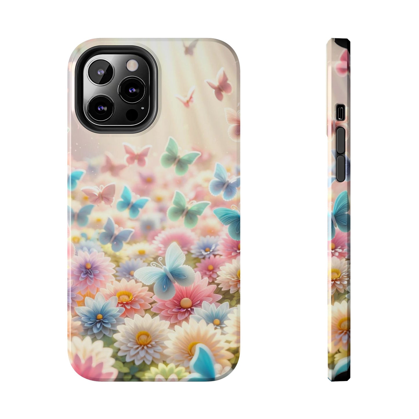 Butterfly Flower Garden - iPhone Case - Pastel Floral Protective Cover