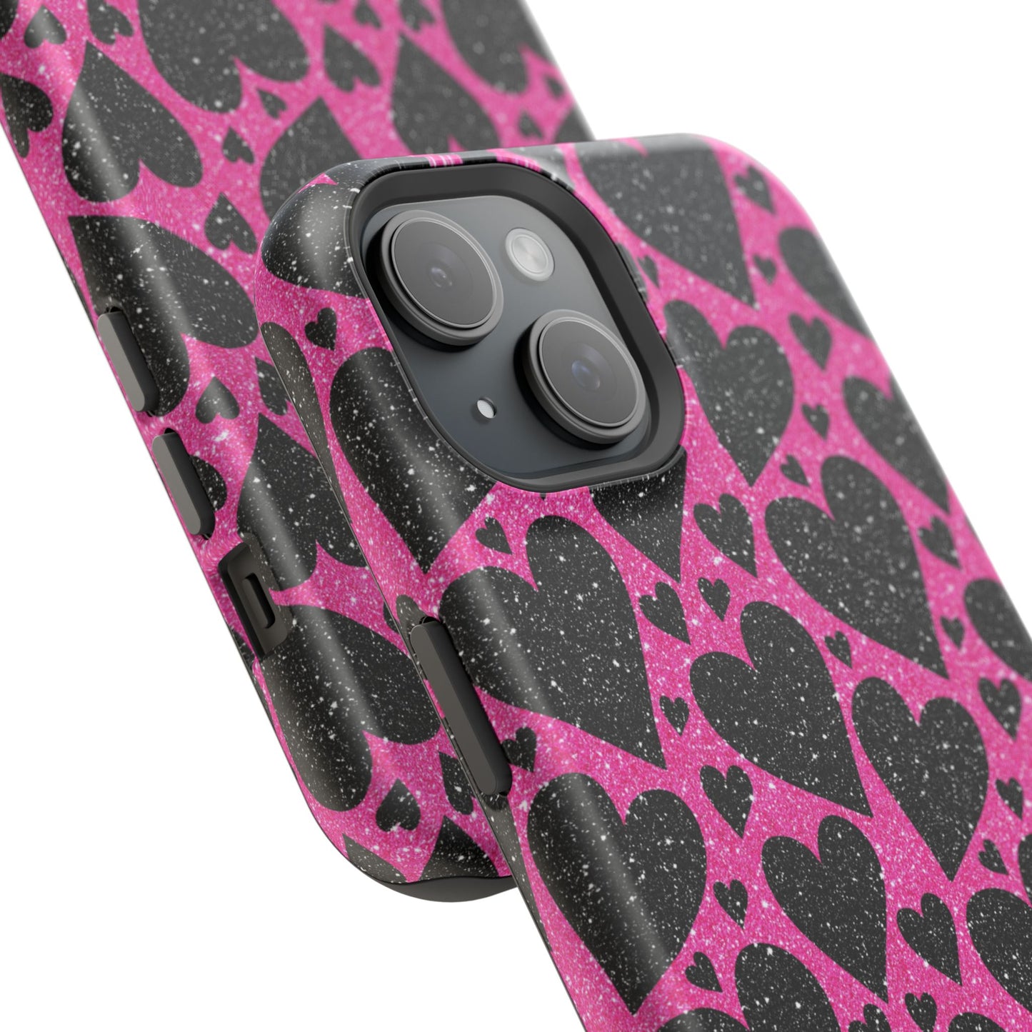 Pink Glitter Hearts MagSafe iPhone Case