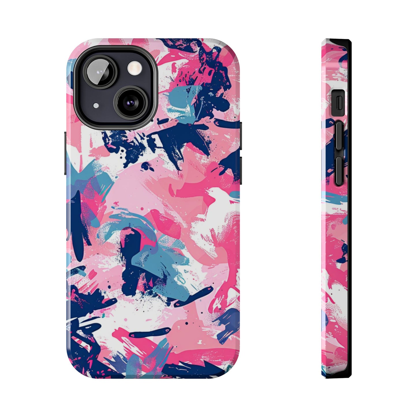 Vibrant Pink & Navy Abstract Splash – iPhone Case