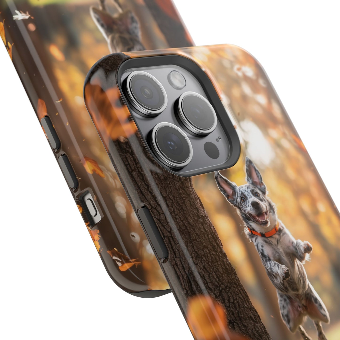 Energetic Blue Heeler Forest Pup MagSafe iPhone Case – Durable Outdoor-Inspired Design