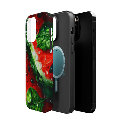 Juicy Watermelon & Mint MasSafe iPhone Case – Tough Dual-Layer, Vibrant Summer Design