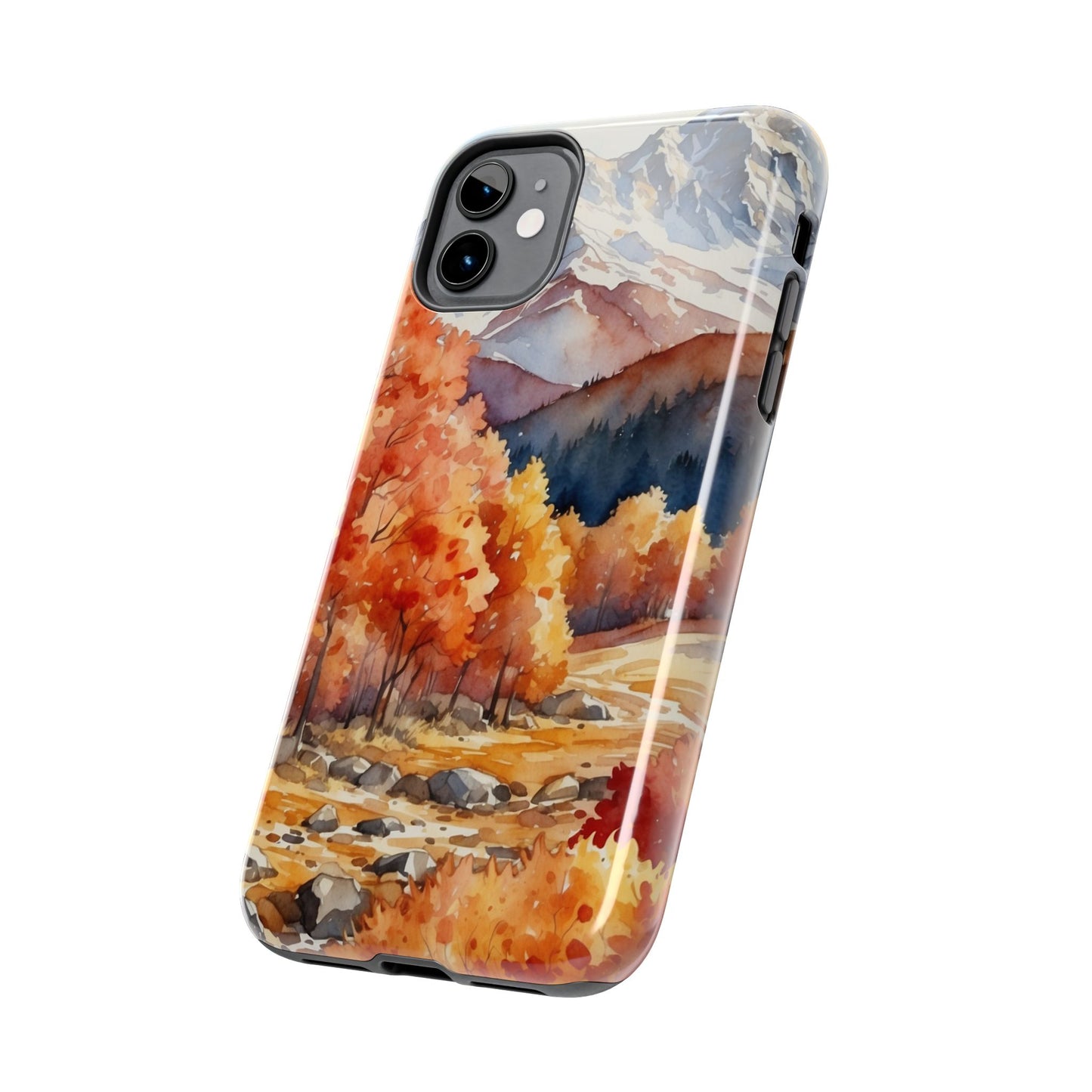 Watercolor Autumn Forest and Mountains - iPhone Case