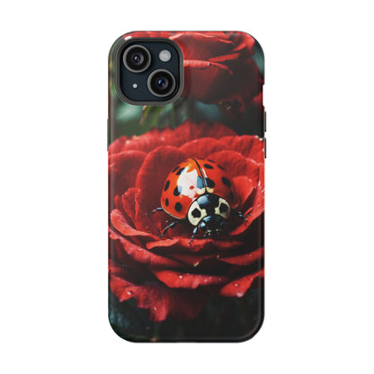 Elegant Rose & Ladybug Charm - MagSafe iPhone Case