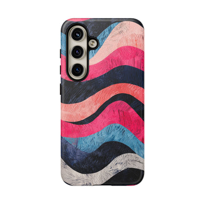 Abstract Wave Pattern Samsung Galaxy Case – Shockproof, Matte Finish, Dual-Layer Protection