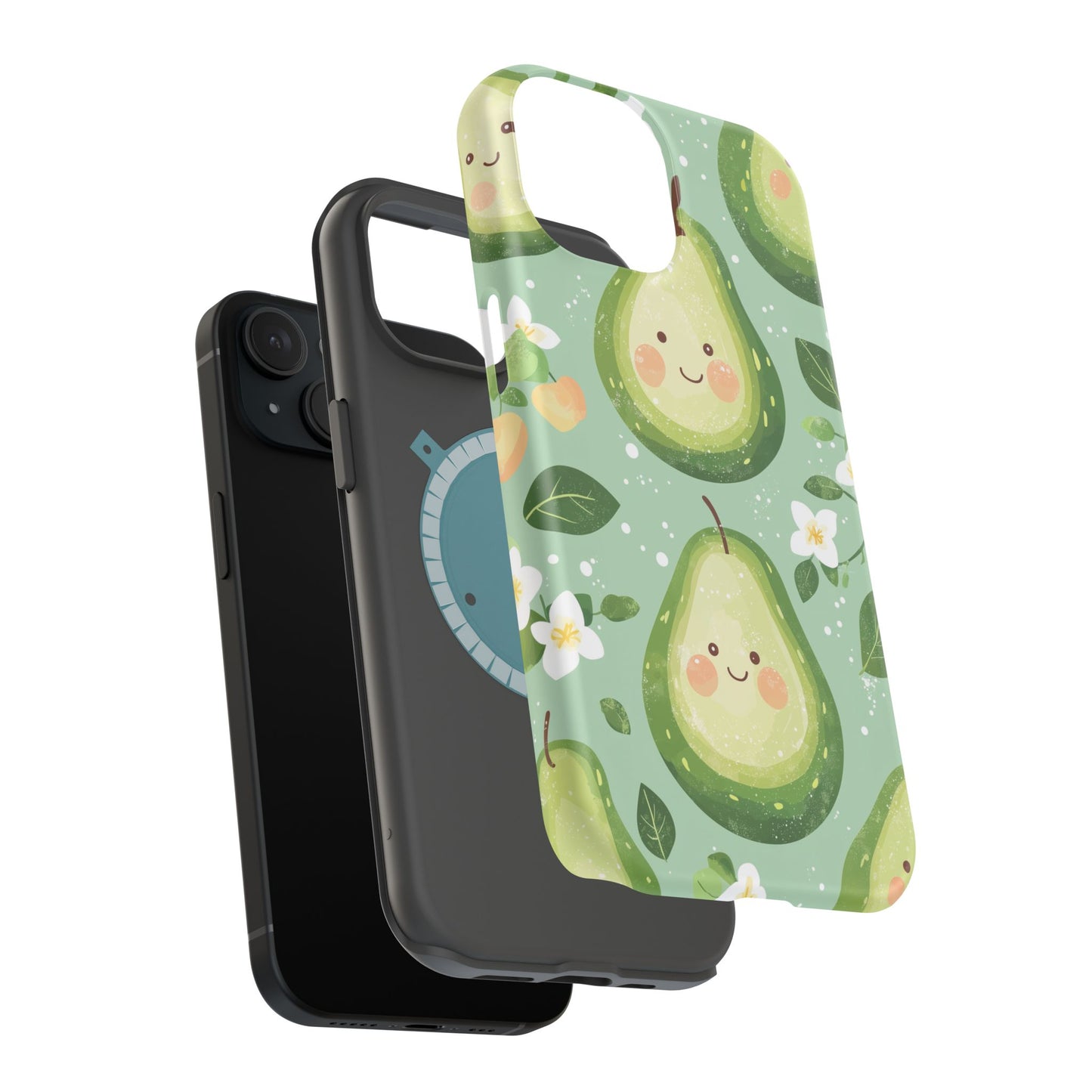 Smiling Avocados Tough MagSafe iPhone Case – Cute Avocado Design, Dual-Layer Protection