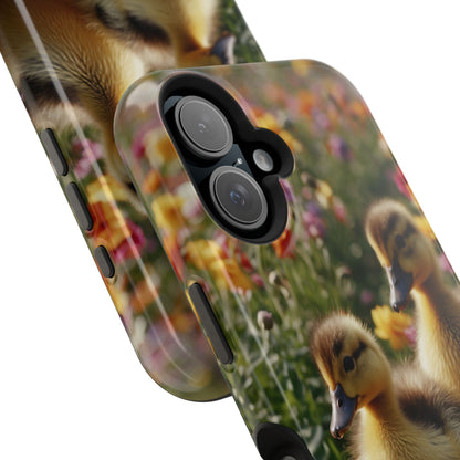 Charming Ducklings in Floral Garden - MagSafe iPhone Case