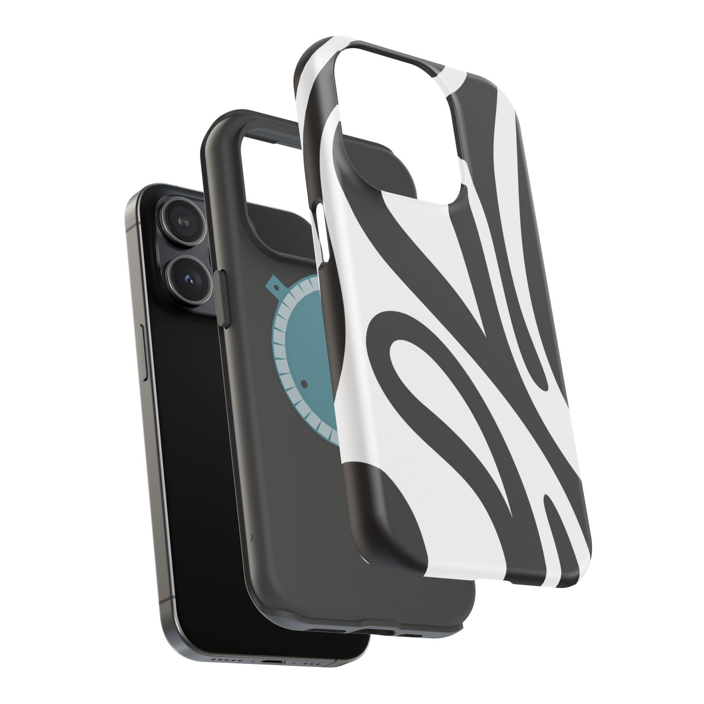 Modern Black and White Abstract Tough MagSafe iPhone Case – Bold Graphic Pattern with Dual-Layer Protection