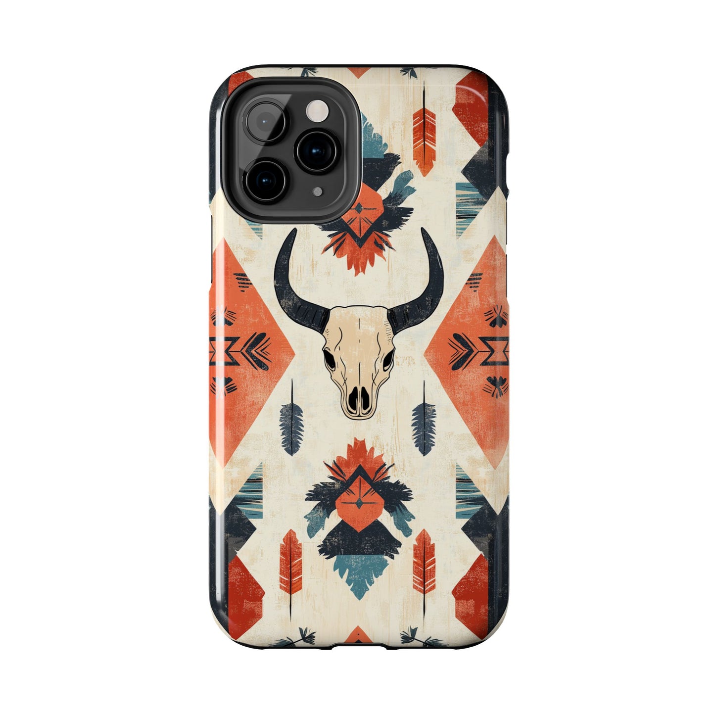 Southwestern Boho Skull Tough iPhone Case – Durable Matte Finish, Dual - Layer Protection - BOGO Cases