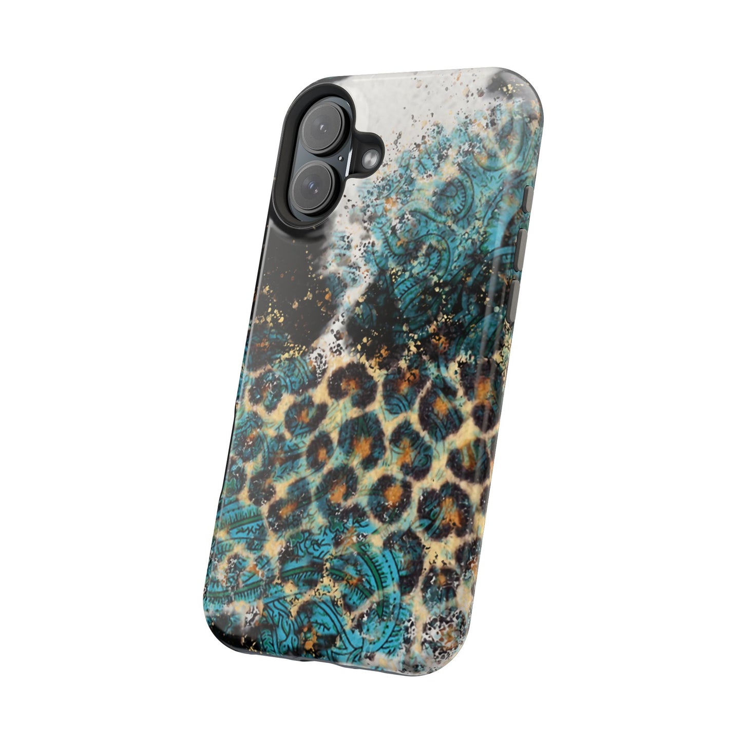 Turquoise Paisley Cowhide Leopard - MagSafe iPhone Series Case