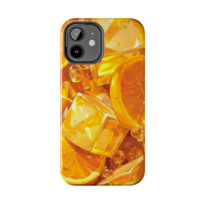 Citrus Splash iPhone Case – Bright Orange Slices & Ice, Dual-Layer Protection