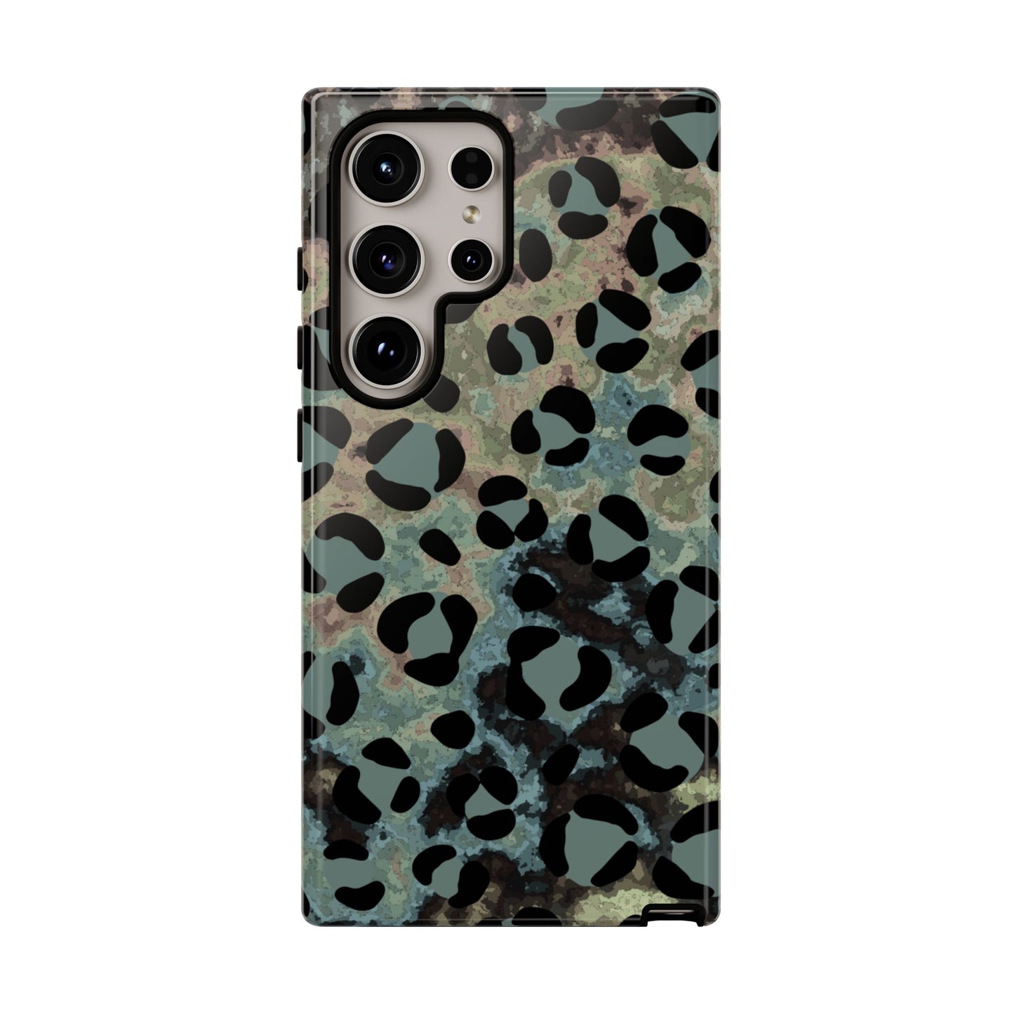 Moody Watercolor Leopard Print Tough Samsung Galaxy Case – Earthy Abstract Pattern with Dual-Layer Protection
