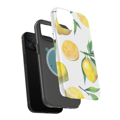 Lemon Grove Watercolor Tough MagSafe iPhone Case – Fresh Citrus Design, Dual-Layer Protection