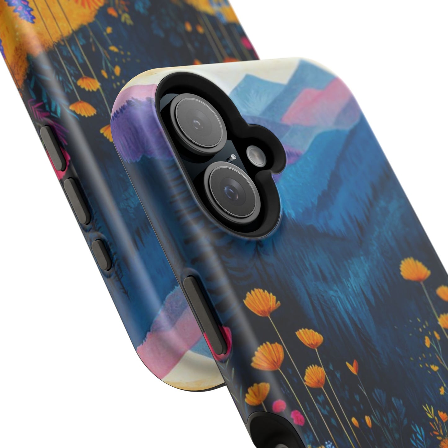 Vibrant Wildflower Mountain MagSafe iPhone Case – Bold Nature Art, Dual - Layer Protection - BOGO Cases