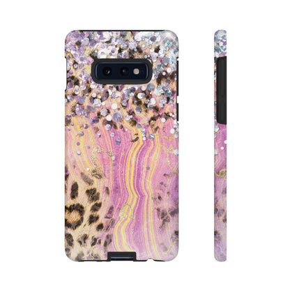 Crystal Glam Leopard - Samsung Galaxy Series Case with Glitter and Gem Accents