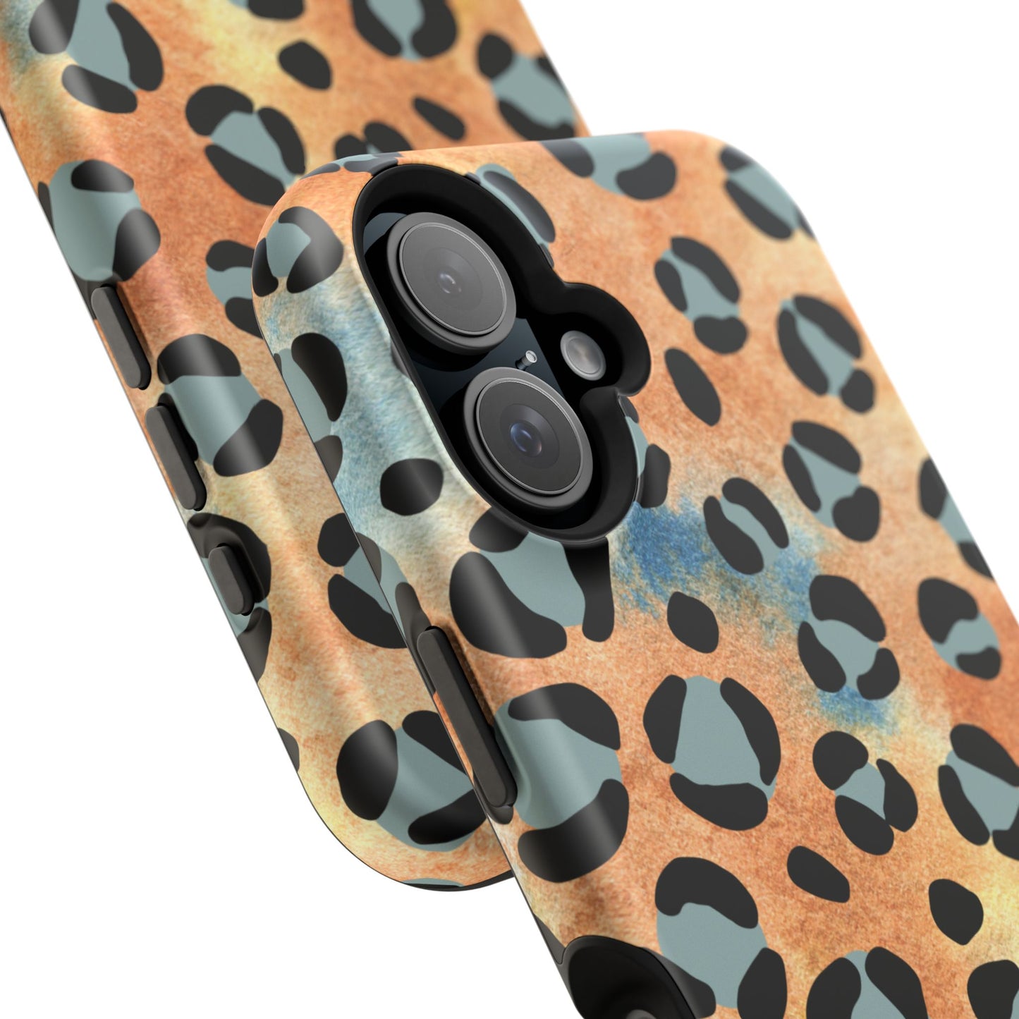 Sunset Watercolor Leopard Print Tough MagSafe iPhone Case – Artistic Animal Pattern with Dual-Layer Protection