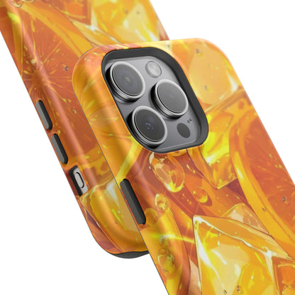 Citrus Splash MagSafe iPhone Case – Bright Orange Slices & Ice, Dual-Layer Protection