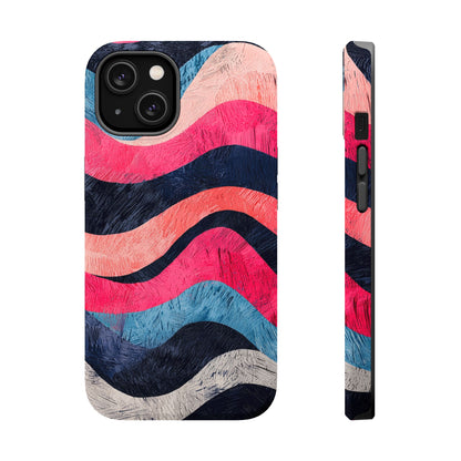 Abstract Wave Pattern MagSafe iPhone Case – Shockproof, Matte Finish, Dual-Layer Protection