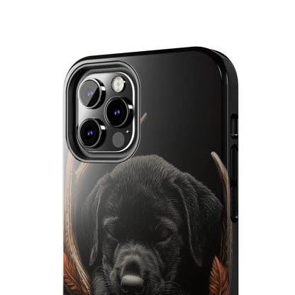 Charming Black Labrador Puppy on Feathers iPhone Case