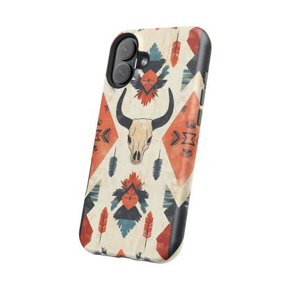 Southwestern Boho Skull Tough MagSafe iPhone Case – Durable Matte Finish, Dual-Layer Protection