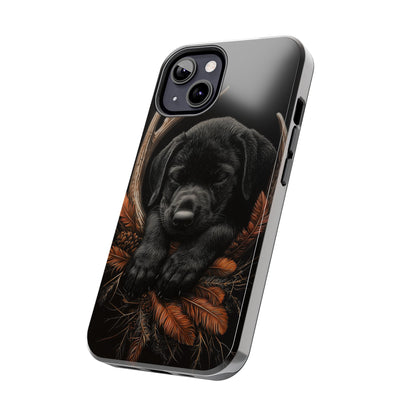 Charming Black Labrador Puppy on Feathers iPhone Case