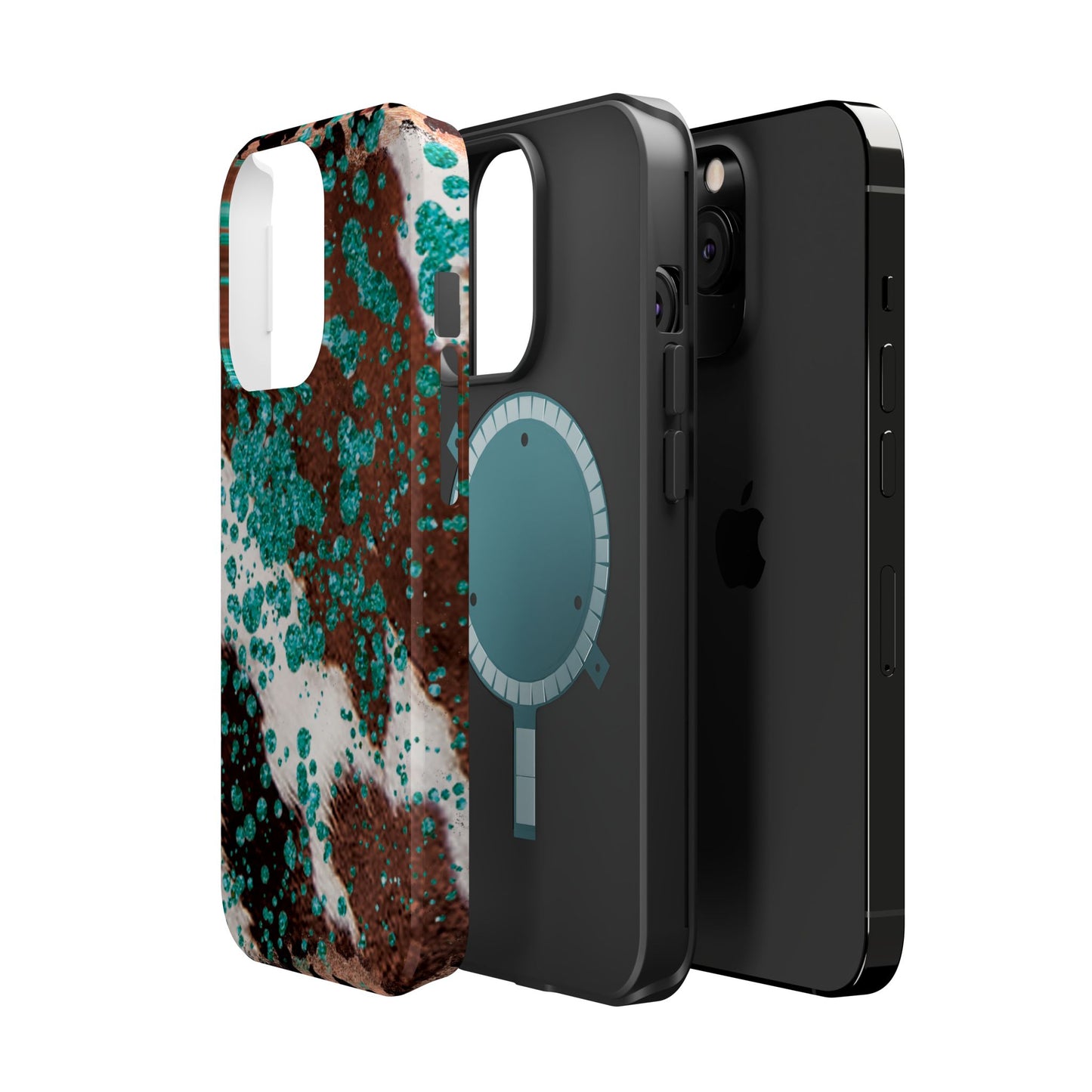 Teal Glitter Cowhide - MagSafe iPhone Series Case