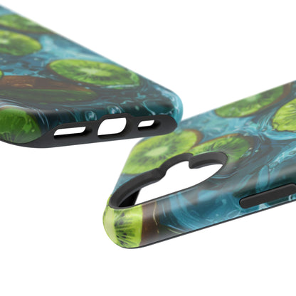 Tropical Kiwi Splash MagSafe iPhone Case – Tough Dual-Layer, Vibrant Summer Design