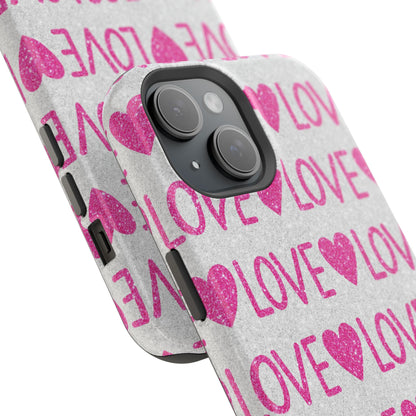 Pink Glitter Love Pattern – MagSafe iPhone Case