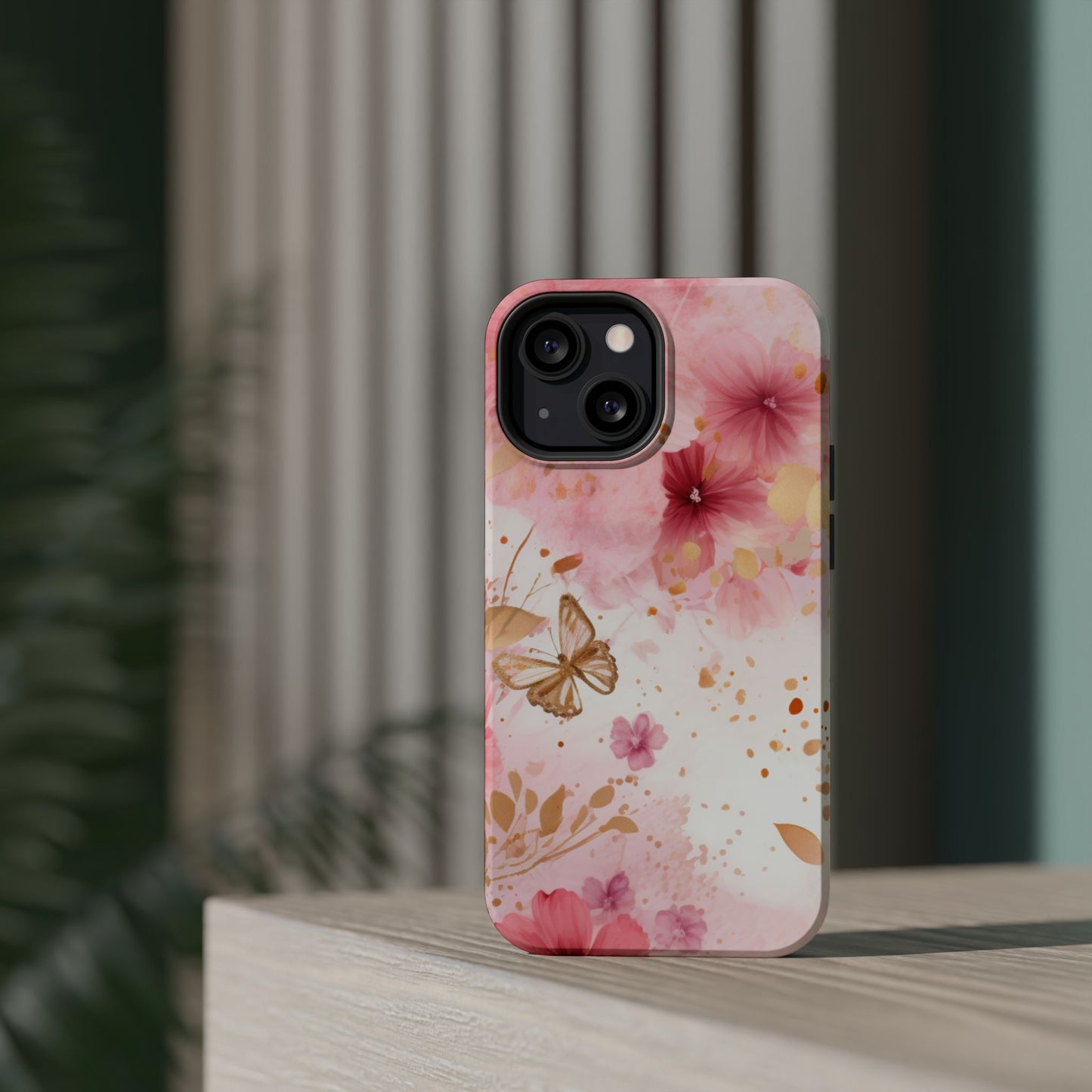 Blush Pink Floral Butterfly - MagSafe iPhone Case