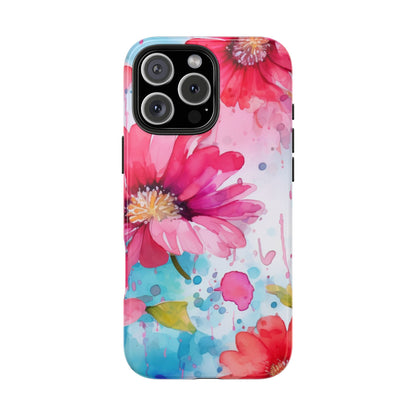 Vibrant Watercolor Red & Pink Floral - iPhone Case