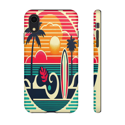 Retro Beach Vibes iPhone Case - Sunset Surfing Protective Cover