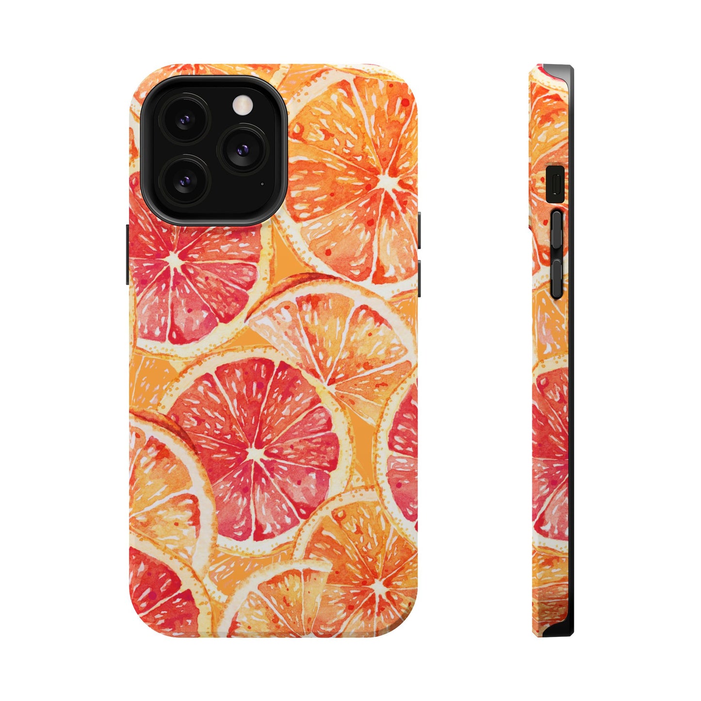 Watercolor Citrus Splash Tough MagSafe iPhone Case – Vibrant Fruit Print, Shock-Resistant Design