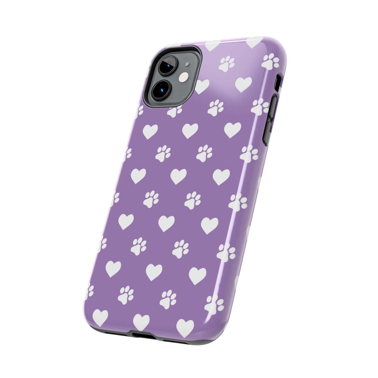 Lavender Paw Prints & Hearts Design - Adorable Pet Lover iPhone Case