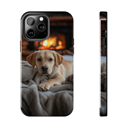 Cozy Golden Retriever by the Fireplace - iPhone Series Case