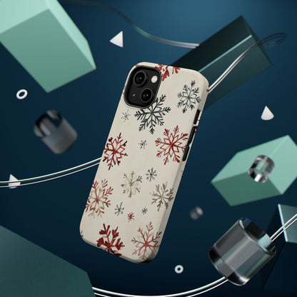 Vintage Red and Gray Snowflake Pattern – MagSafe iPhone Series Case