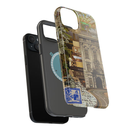 Whimsical Road Trip Collage MagSafe iPhone Case – Dual-Layer Protection with Vintage Art and Adventure Design