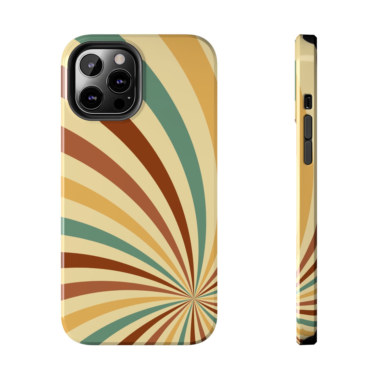 Earthy Retro Swirl iPhone Case – Dual-Layer Protection with 70s-Inspired Earth Tones