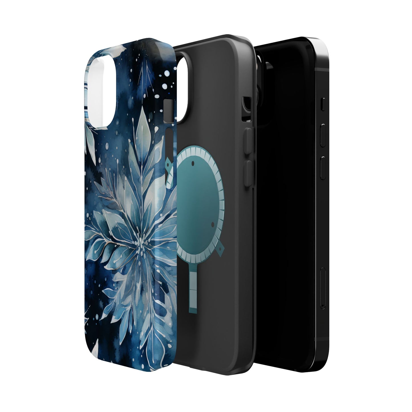 Winter’s Embrace – Blue Snowflake MagSafe iPhone Case