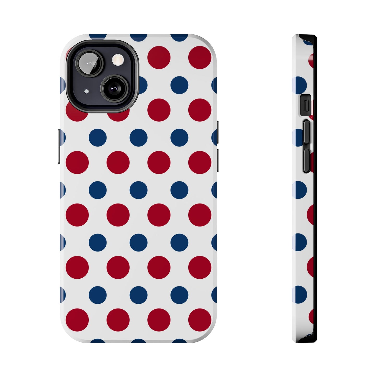 Patriotic Navy, White, and Red Polka Dot iPhone Case