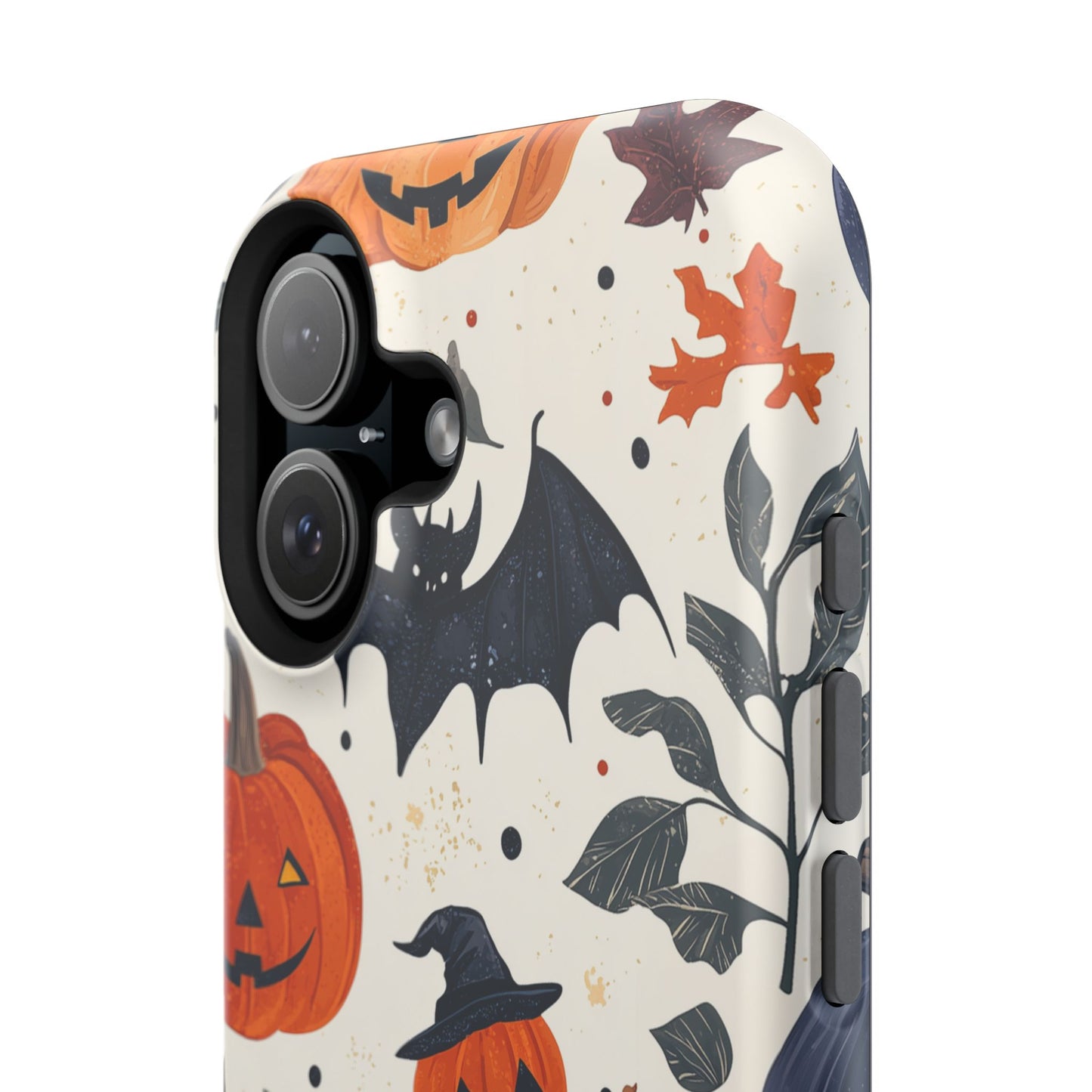 Spooky Halloween MagSafe iPhone Case – Pumpkins, Bats, and Spider Design