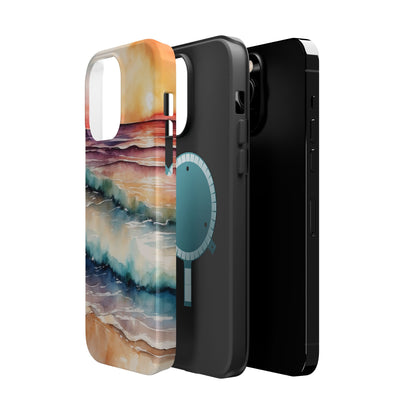 Sunset Waves MagSafe iPhone Case – Vibrant Watercolor Design