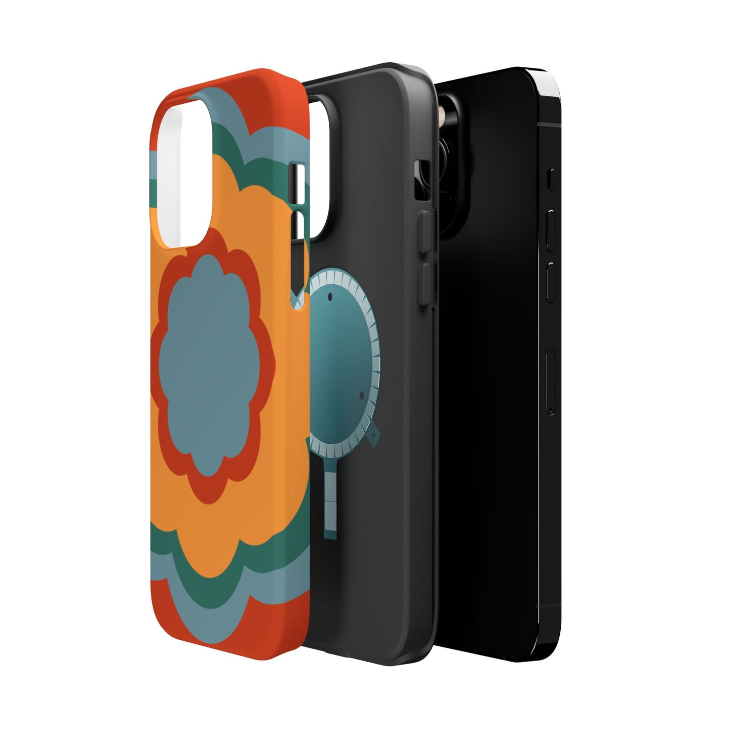 Retro Flower Power MagSafe iPhone Case – Bold 70s-Inspired Design with Dual-Layer Protection