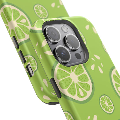 Zesty Lime Splash Tough MagSafe iPhone Case – Fresh Citrus Design, Dual-Layer Protection