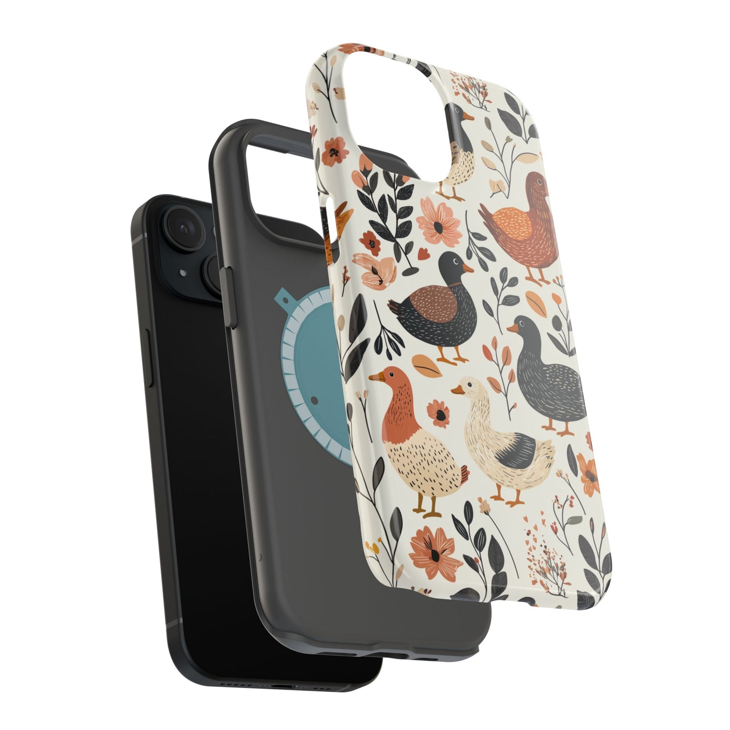 MagSafe iPhone Case: Vintage Duck – Floral & Leaf Design