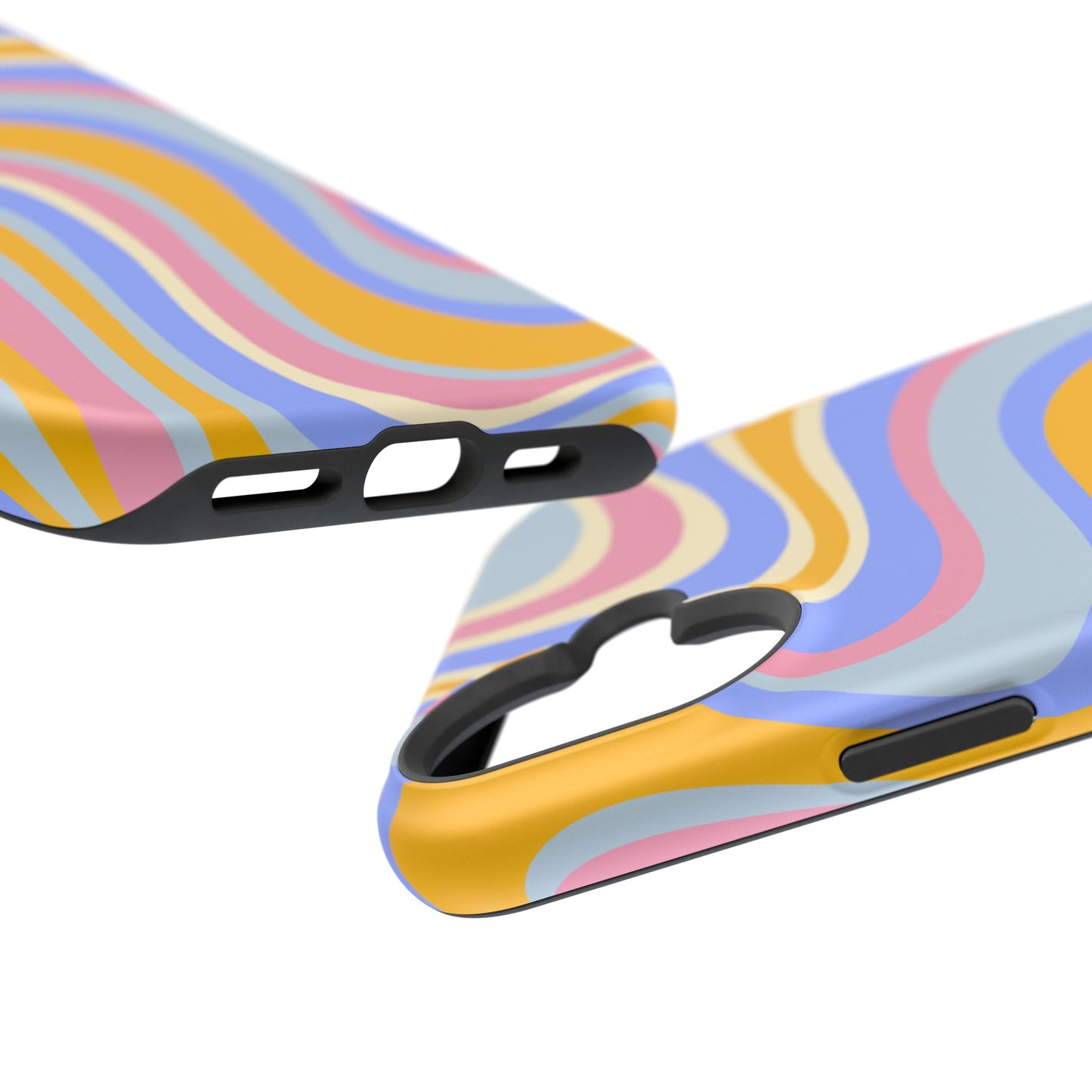 Groovy Pastel Waves MagSafe iPhone Case – 70s-Inspired Design with Dual-Layer Protection