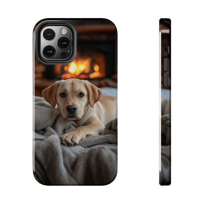 Cozy Golden Retriever by the Fireplace - iPhone Series Case