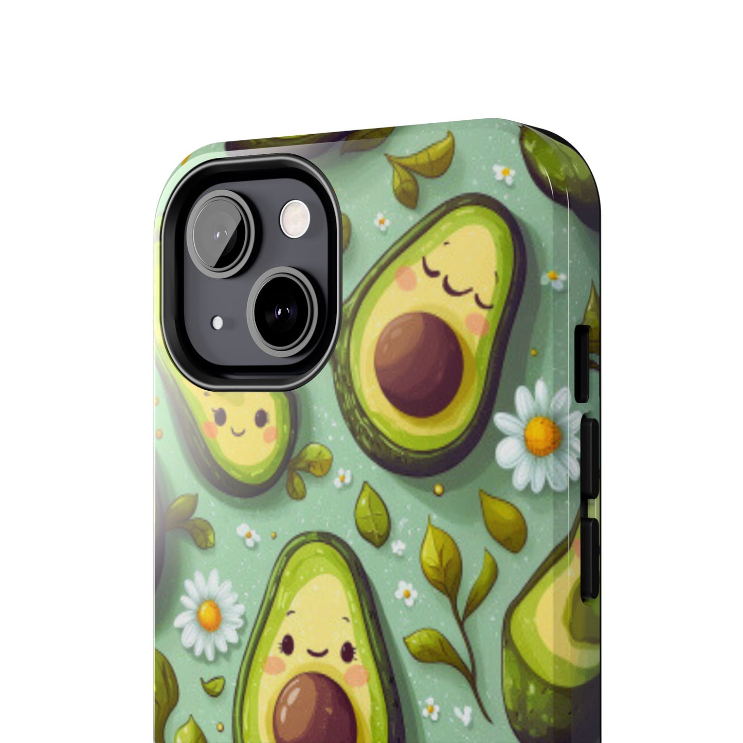 Cute Avocado iPhone Case – Adorable Kawaii Avocados with Daisies, Shock - Resistant - BOGO Cases