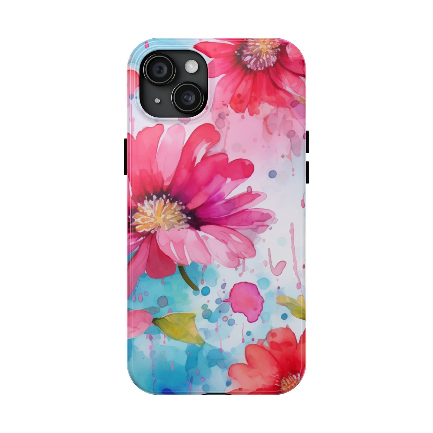 Vibrant Watercolor Red & Pink Floral - iPhone Case