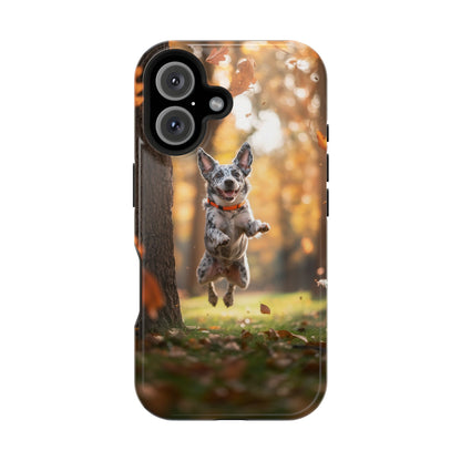 Energetic Blue Heeler Forest Pup MagSafe iPhone Case – Durable Outdoor-Inspired Design